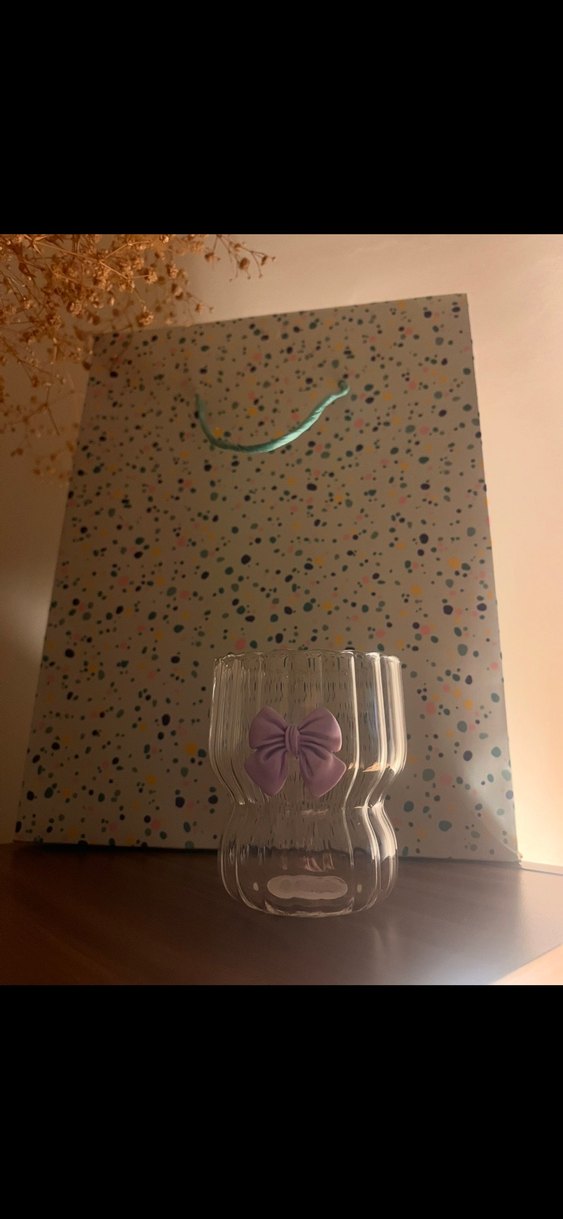 Fiyonklu Mor Cam Bardak - Görsel 2