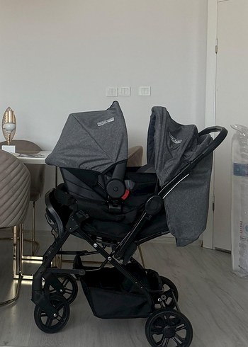 Gri Çif yönlü Bebek Arabası ve puset