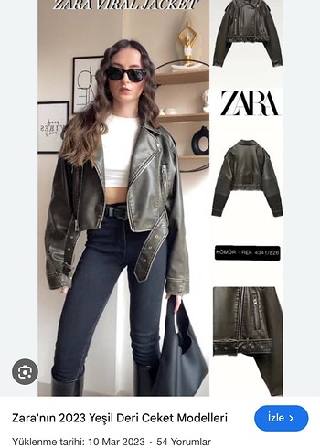 Zara haki deri ceket - Görsel 2