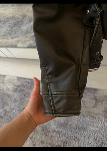 Zara haki deri ceket - Görsel 4