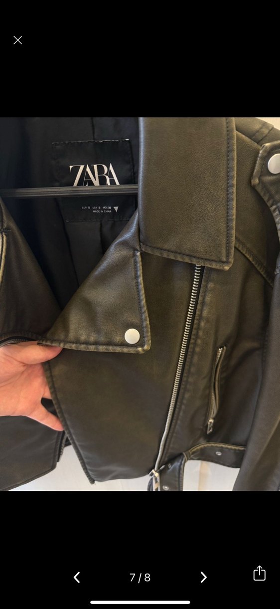 Zara haki deri ceket - Görsel 5
