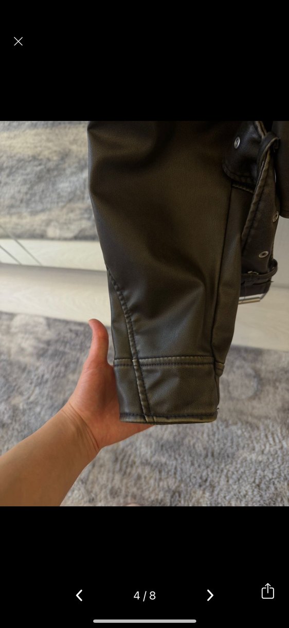 Zara haki deri ceket - Görsel 4