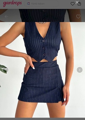 Çizgili Lacivert 3 lü Kadın Takım - Görsel 2