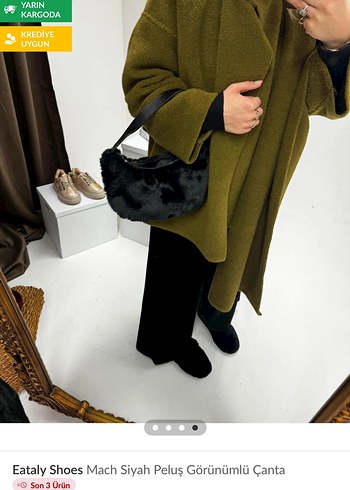 Eataly Shoes Siyah Peluş Görünümlü Kadın Çanta - Görsel 2