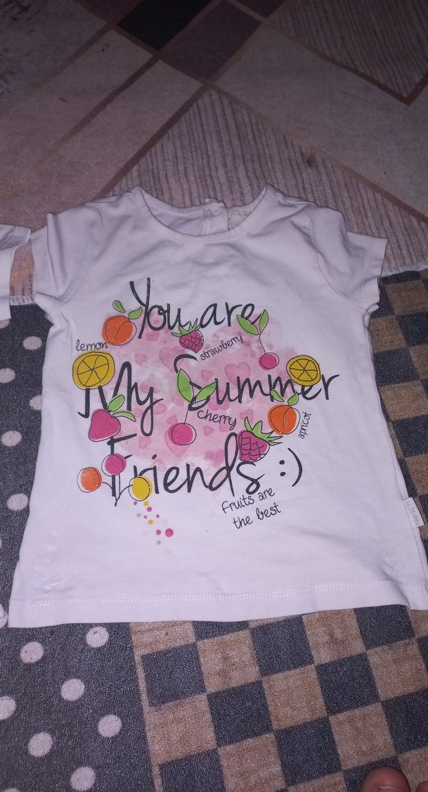 Kız Çocuk Beyaz Baskılı Kısa Kollu Tişört - Görsel 2