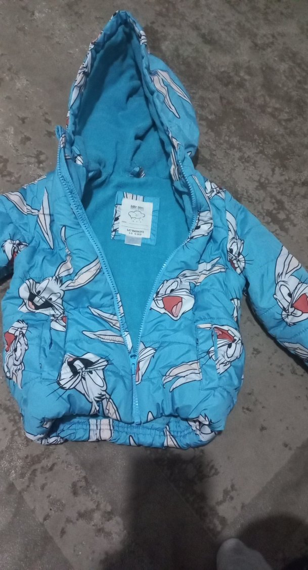 Kapüşonlu Mavi Baskılı Erkek Çocuk Mont - Görsel 4