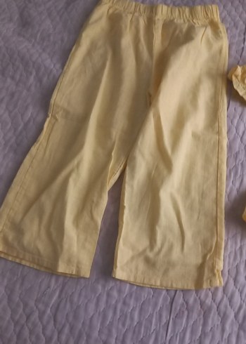 Sarı Kız Çocuk Keten Elbise - Görsel 2