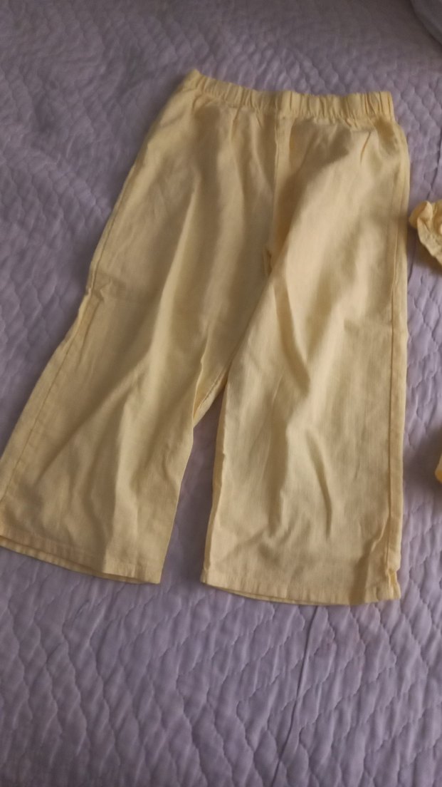 Sarı Kız Çocuk Keten Elbise - Görsel 2