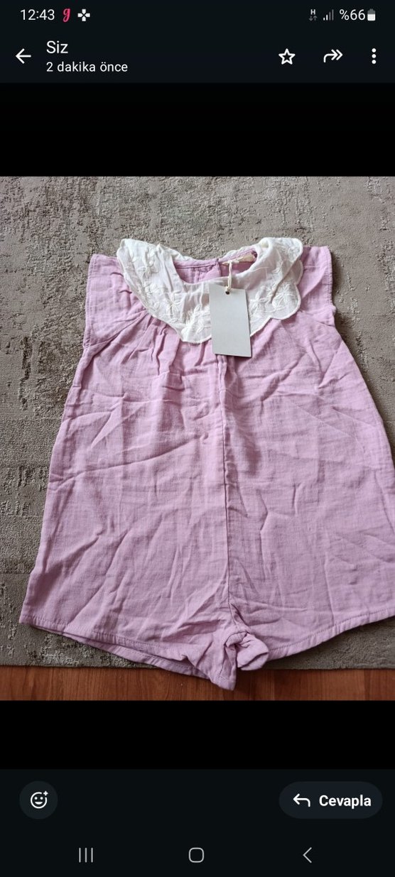 Kız Çocuk Bej Keten Piliseli Elbise - Görsel 5