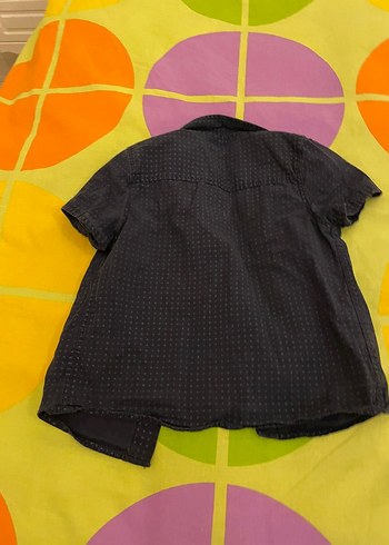 Erkek Çocuk Koyu Mavi Kısa Kollu Denim Gömlek - Görsel 2