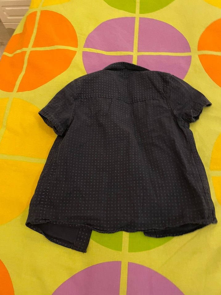 Erkek Çocuk Koyu Mavi Kısa Kollu Denim Gömlek - Görsel 2