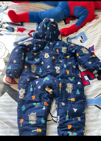 Kapüşonlu Fermuarlı Erkek Bebek Desenli Tulum - Görsel 3