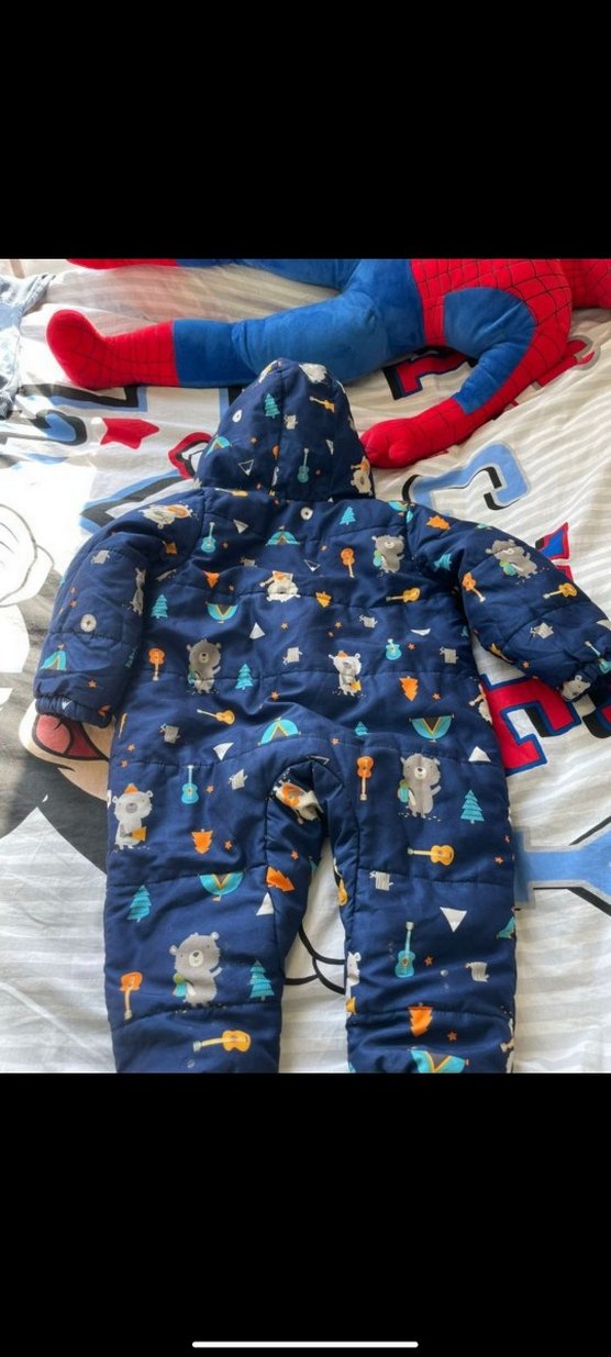 Kapüşonlu Fermuarlı Erkek Bebek Desenli Tulum - Görsel 3