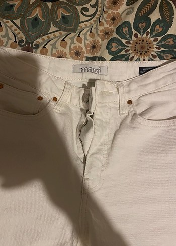 Mavi Jeans Düğmeli Beyaz Kadın Midi Kot Pantolon