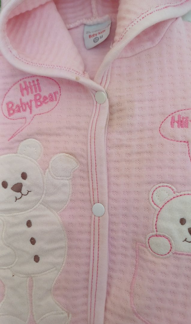 Kapüşonlu Pembe Kız Bebek Tulumu - Görsel 2