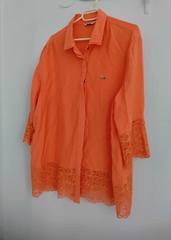 Kadın Somon V Yaka Dantelli Gömlek - Görsel 5