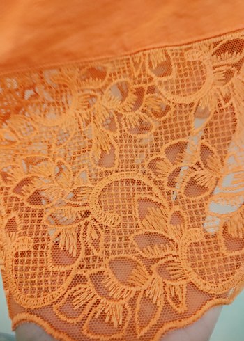 Kadın Somon V Yaka Dantelli Gömlek - Görsel 8