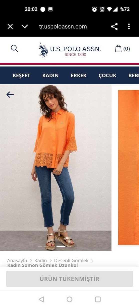 Kadın Somon V Yaka Dantelli Gömlek - Görsel 2