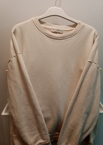 Bej Kadın Bisiklet Yaka Salaş Sweatshirt - Görsel 2