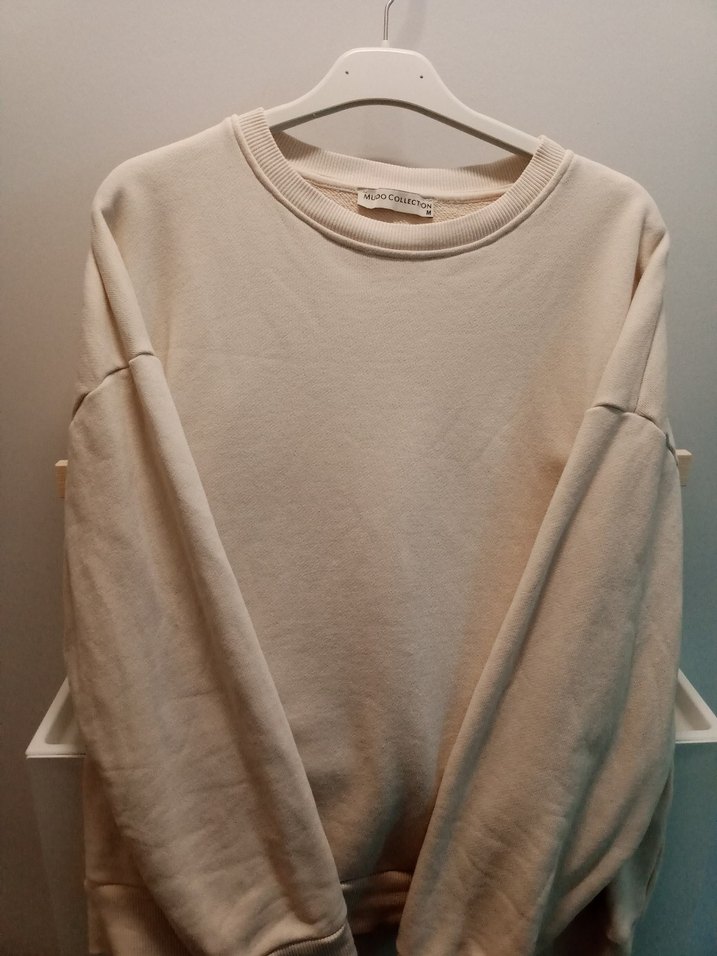 Bej Kadın Bisiklet Yaka Salaş Sweatshirt - Görsel 2