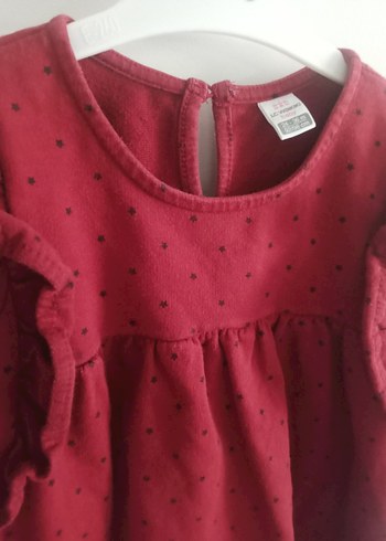 Kız Çocuk Bordo Fırfırlı Uzun Kollu Elbise - Görsel 3