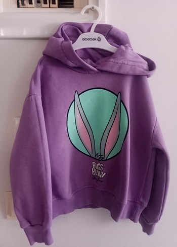 Mor Bugs Bunny Baskılı Kız Sweatshirt - Görsel 2