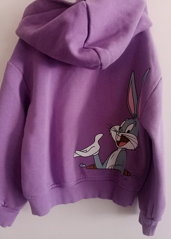 Mor Bugs Bunny Baskılı Kız Sweatshirt - Görsel 4