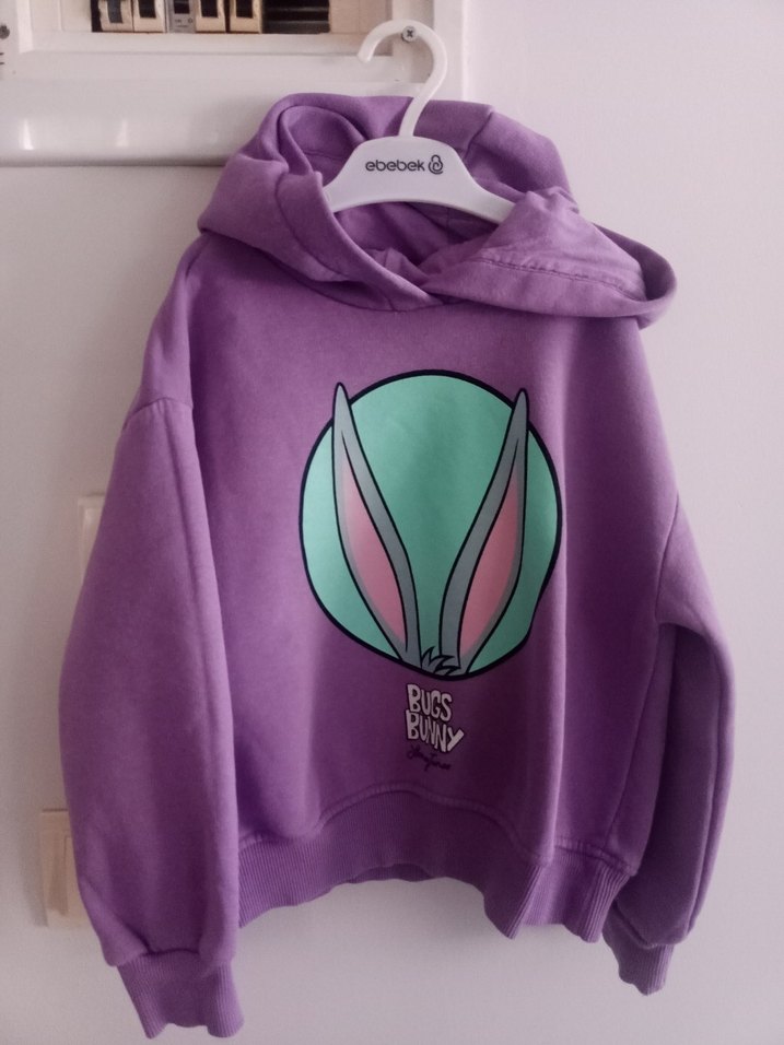 Mor Bugs Bunny Baskılı Kız Sweatshirt - Görsel 2