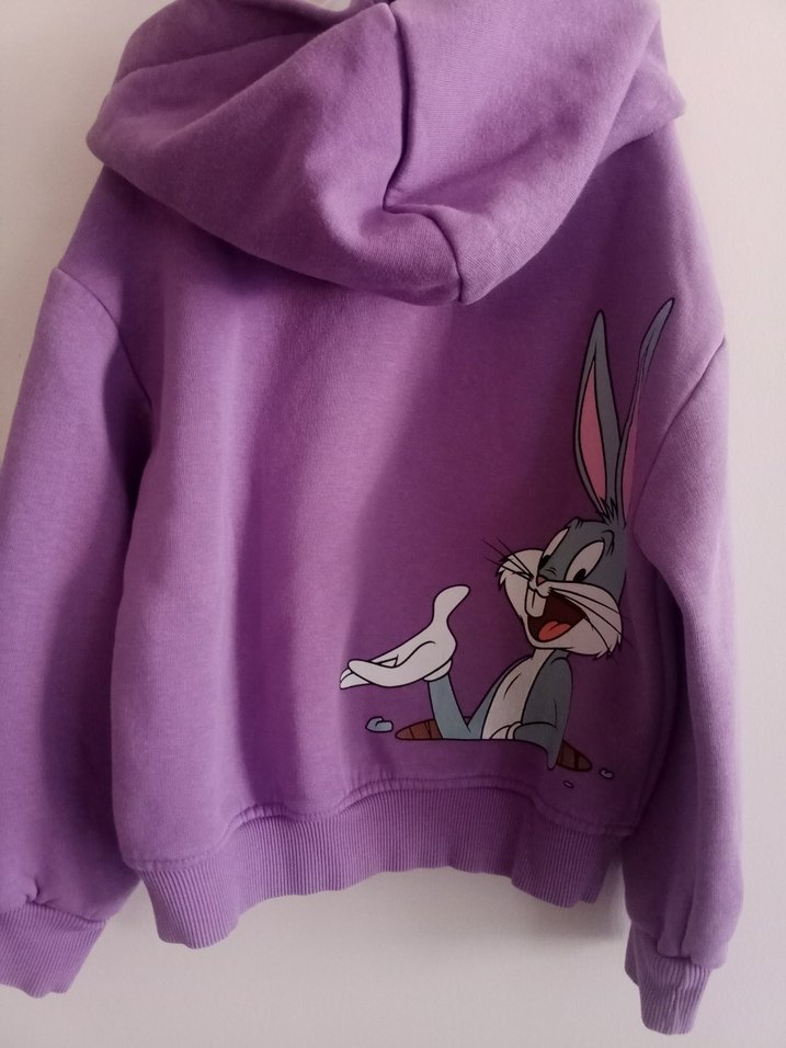 Mor Bugs Bunny Baskılı Kız Sweatshirt - Görsel 4