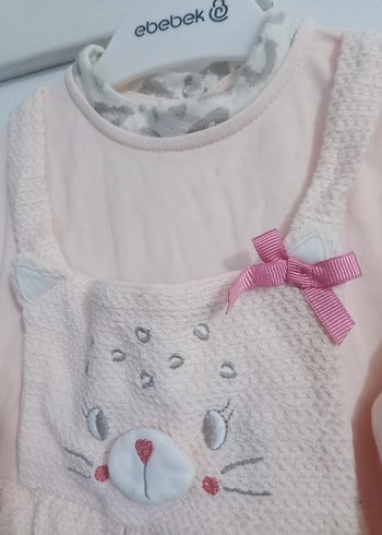 Uzun Kollu Pembe Kız Çocuk Elbise - Görsel 3