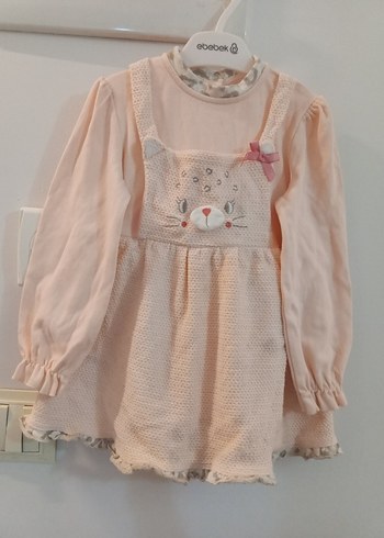 Uzun Kollu Pembe Kız Çocuk Elbise - Görsel 2