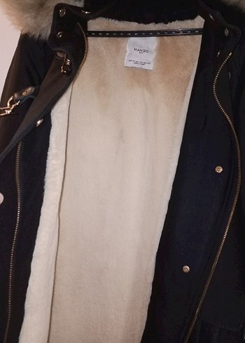 Kürklü Siyah Midi Kadın Kaban - Görsel 5