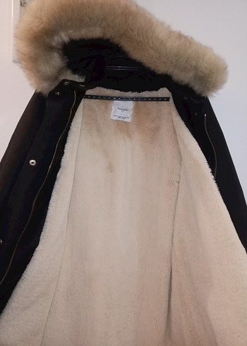 Kürklü Siyah Midi Kadın Kaban - Görsel 3