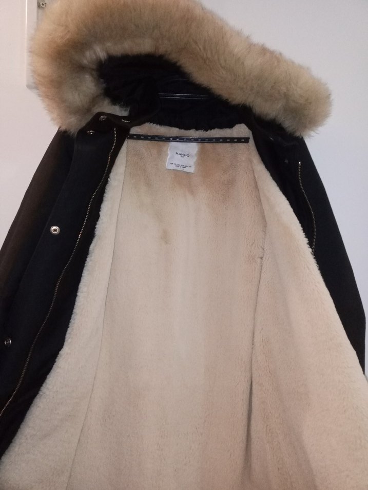 Kürklü Siyah Midi Kadın Kaban - Görsel 3