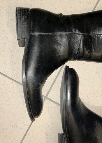 Deri Siyah Klasik Dizüstü Botlar - Görsel 2