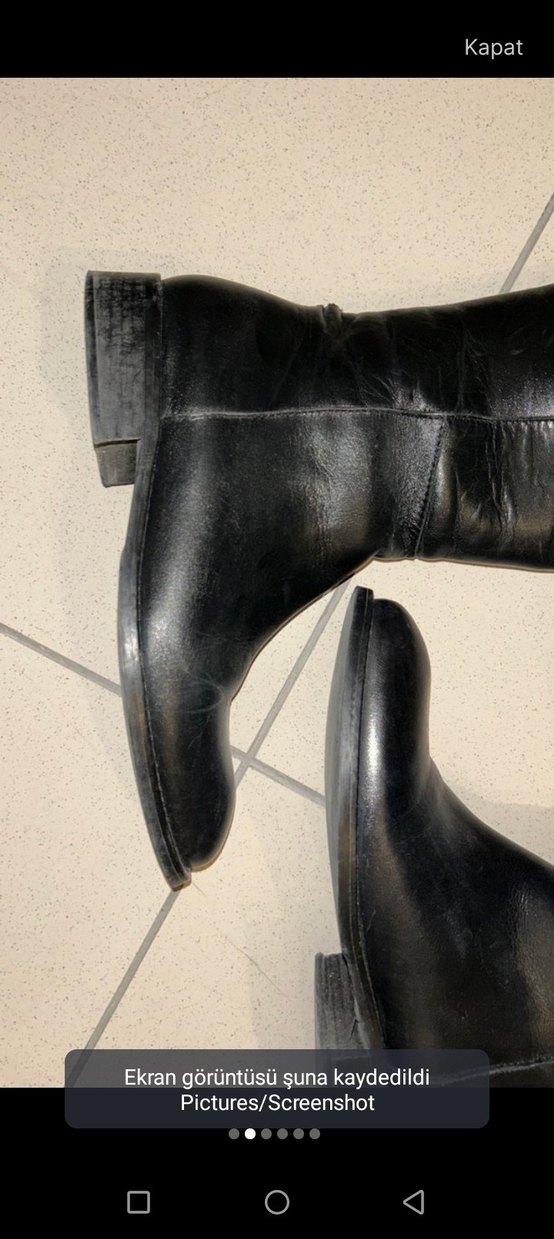 Deri Siyah Klasik Dizüstü Botlar - Görsel 2