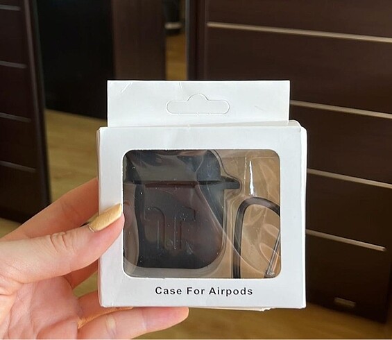 siyah silikon airpods kılıfı