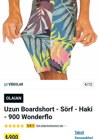Olaian Çok Renkli Desenli Erkek Boardshort - Görsel 2