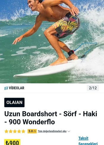 Olaian Çok Renkli Desenli Erkek Boardshort - Görsel 4