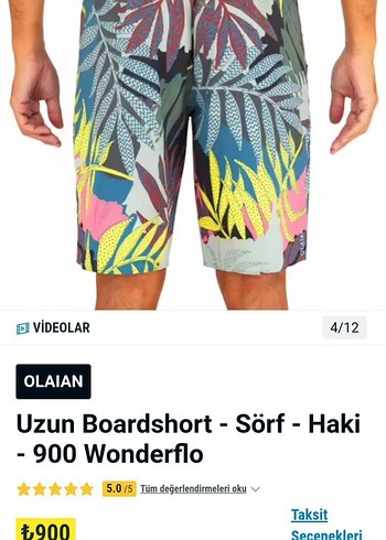 Olaian Çok Renkli Desenli Erkek Boardshort - Görsel 3