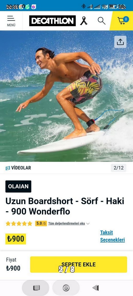 Olaian Çok Renkli Desenli Erkek Boardshort - Görsel 4