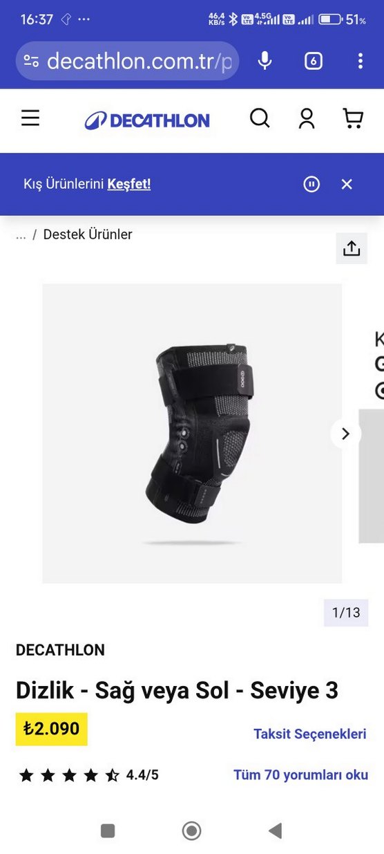 Decathlon Siyah Motosiklet Dizlik - Görsel 2