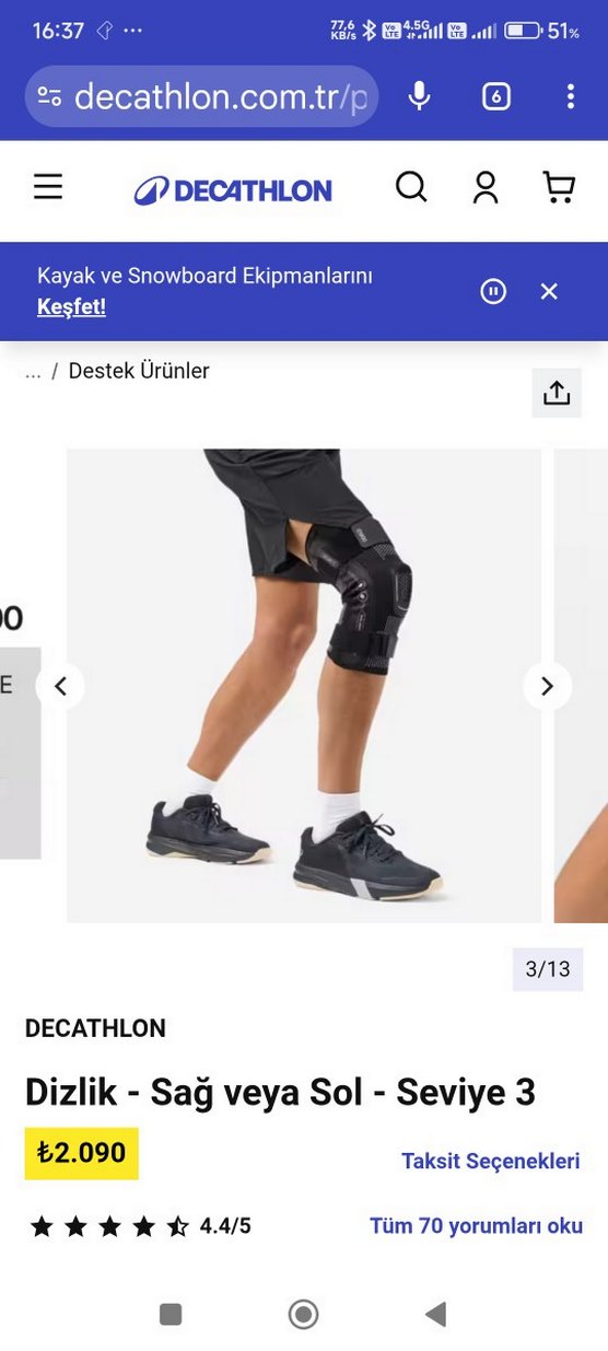 Decathlon Siyah Motosiklet Dizlik - Görsel 3