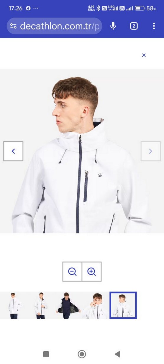 Beyaz Fermuarlı Erkek Ceket - Görsel 4