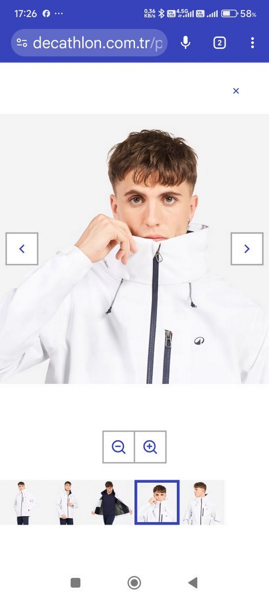 Beyaz Fermuarlı Erkek Ceket - Görsel 5