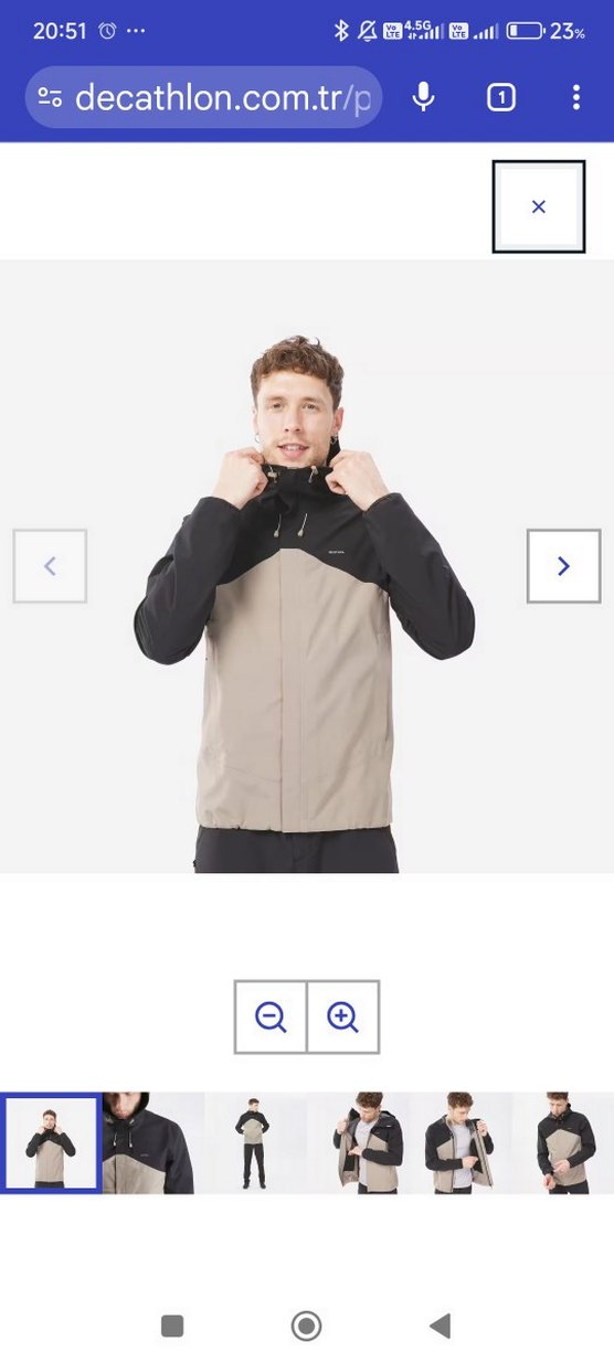 Quechua Erkek Outdoor Yağmurluk Bej/Siyah MH100 - Görsel 2