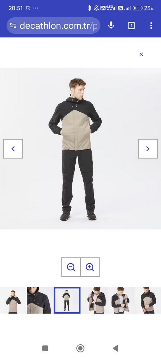 Quechua Erkek Outdoor Yağmurluk Bej/Siyah MH100 - Görsel 5