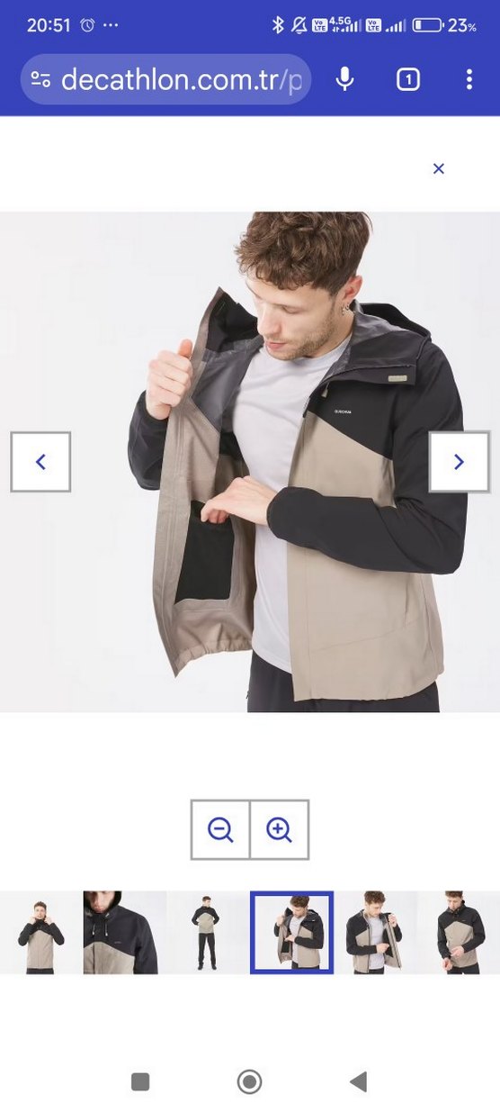 Quechua Erkek Outdoor Yağmurluk Bej/Siyah MH100 - Görsel 4