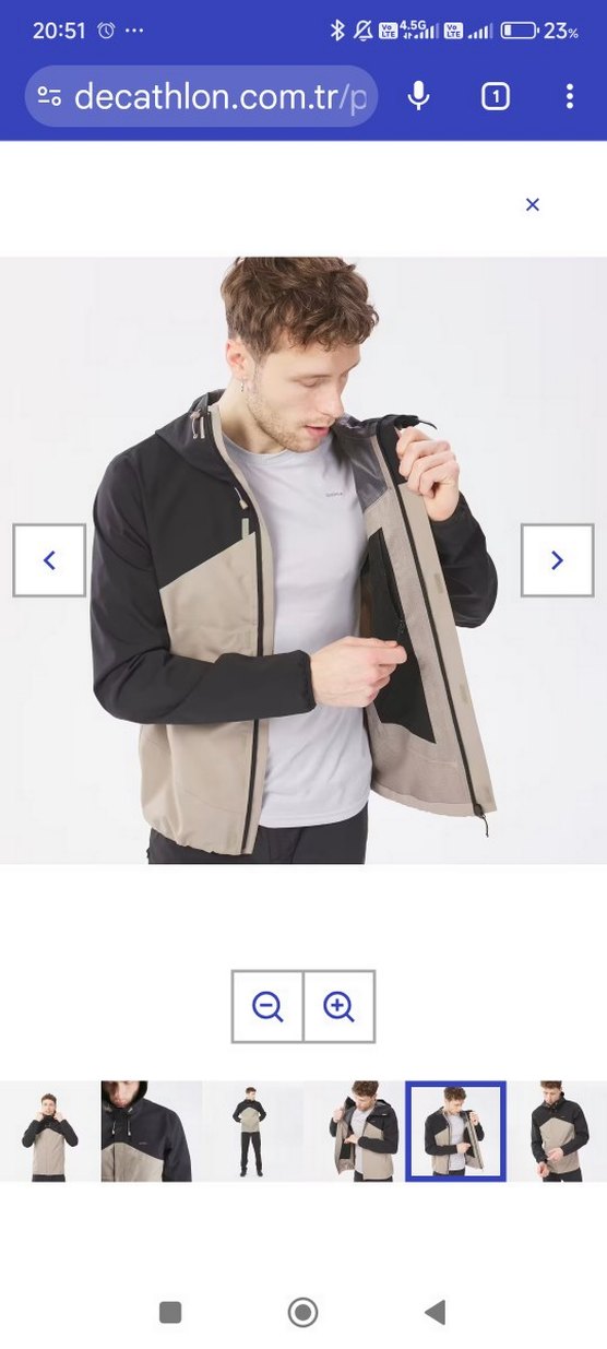 Quechua Erkek Outdoor Yağmurluk Bej/Siyah MH100 - Görsel 3