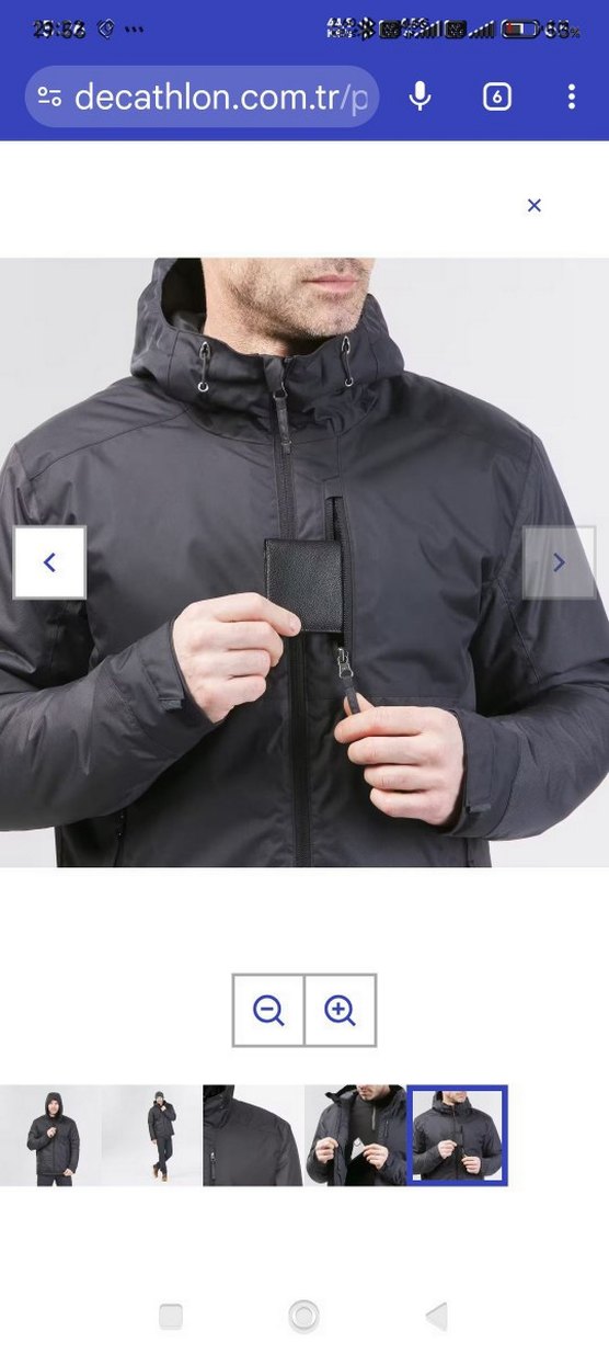 Erkek Siyah Kapüşonlu Regular Fit Mont - Görsel 3